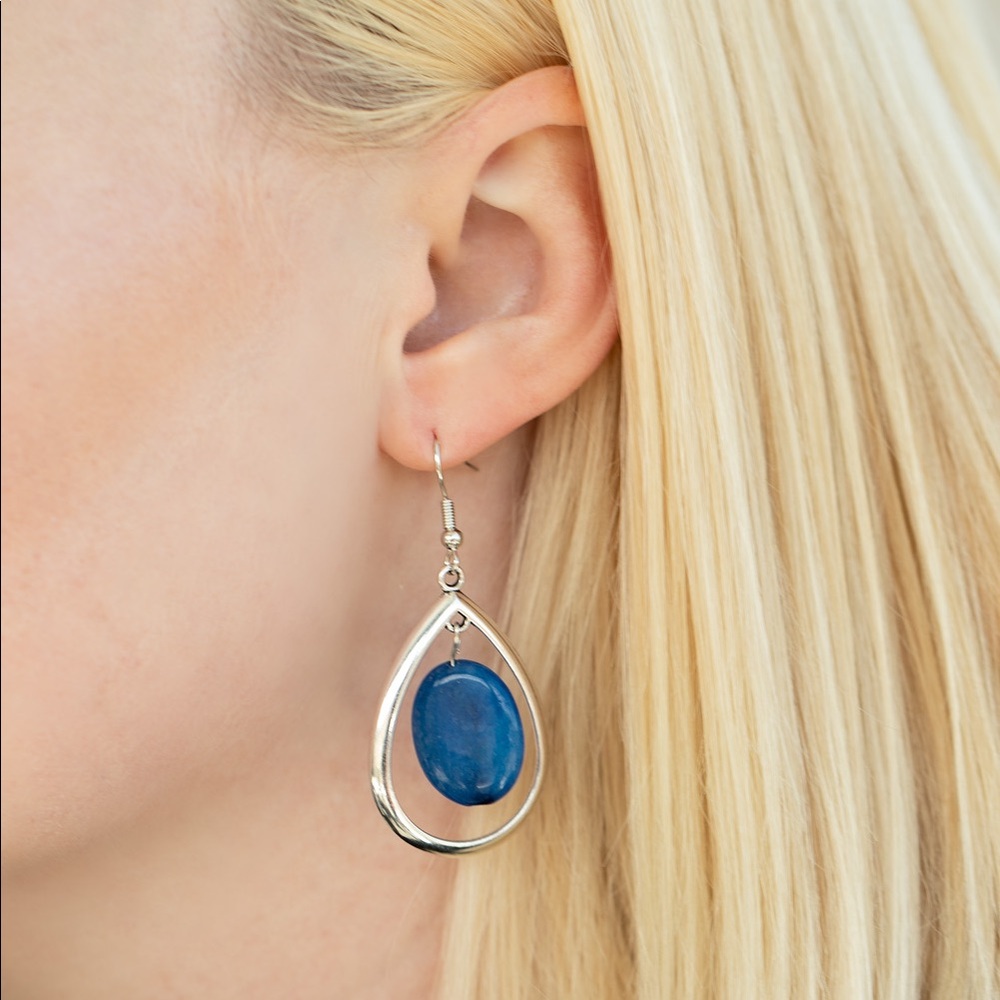 Blue Stone and Silver Earrings
